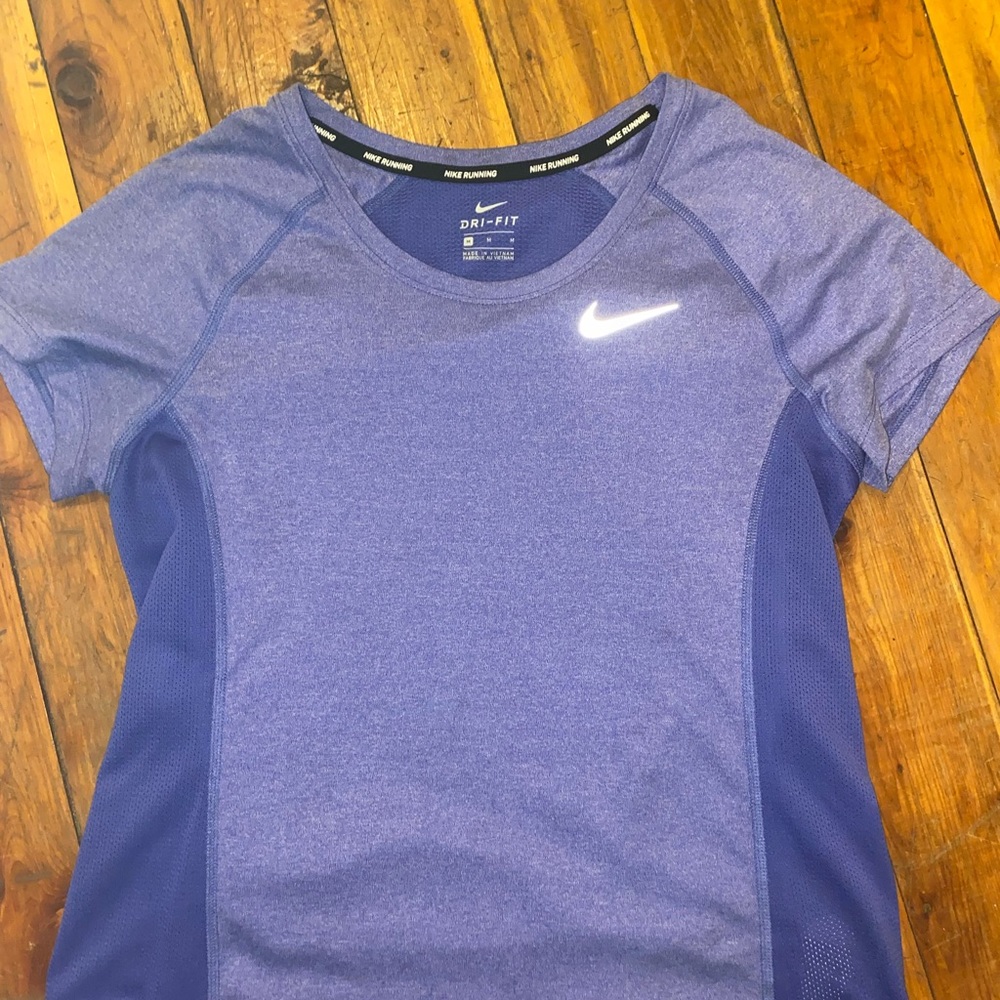 Nike Purple and Blue Raglan T-Shirt Fitted Short Sleeve